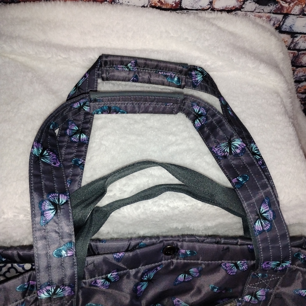 Lug Yacht Carry-All Tote Bag Travel  Butterfly Grey OBO - Picture 8 of 13